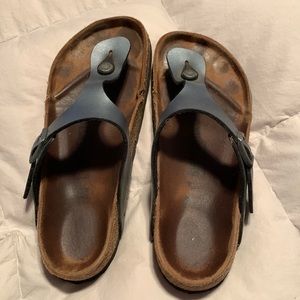 Blue metallic Birkenstock sandals